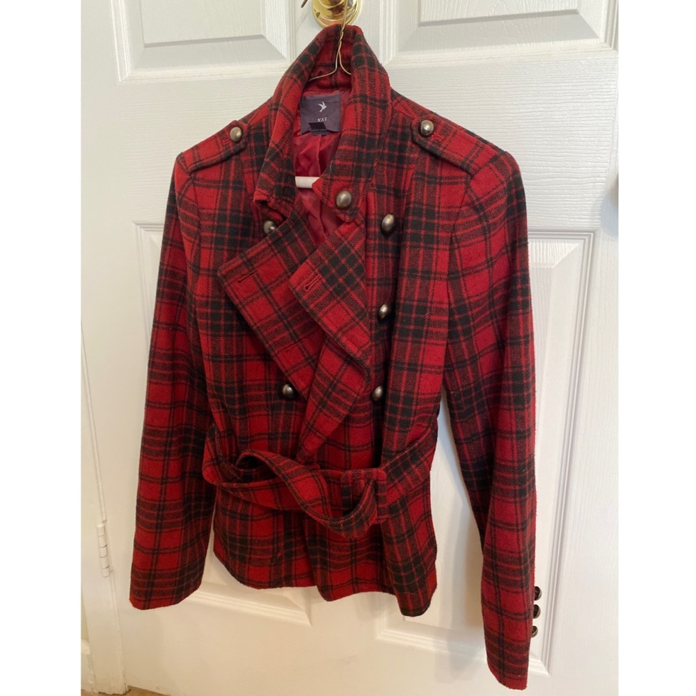 Forever 21 Red and Black Plaid Jacket